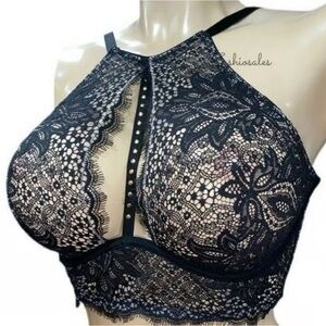 Victoria's Secret Black Lace High-Neck Bralette